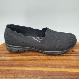 Skechers Shoes Women's 8 Black Knit Seager Comfort Slip On Casual Sneakers